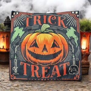 Halloween Trick or Treat pillow - Orange and Black